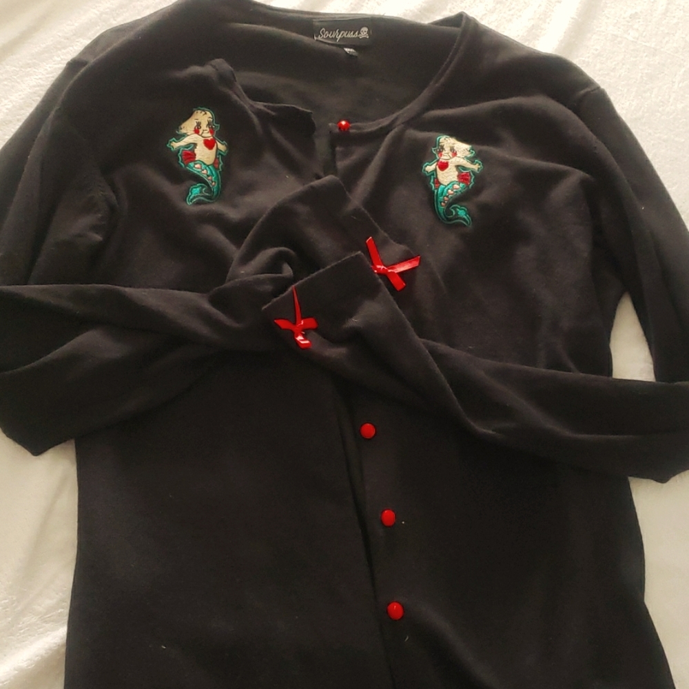 Sourpuss kewpie mermaid button up cardigan